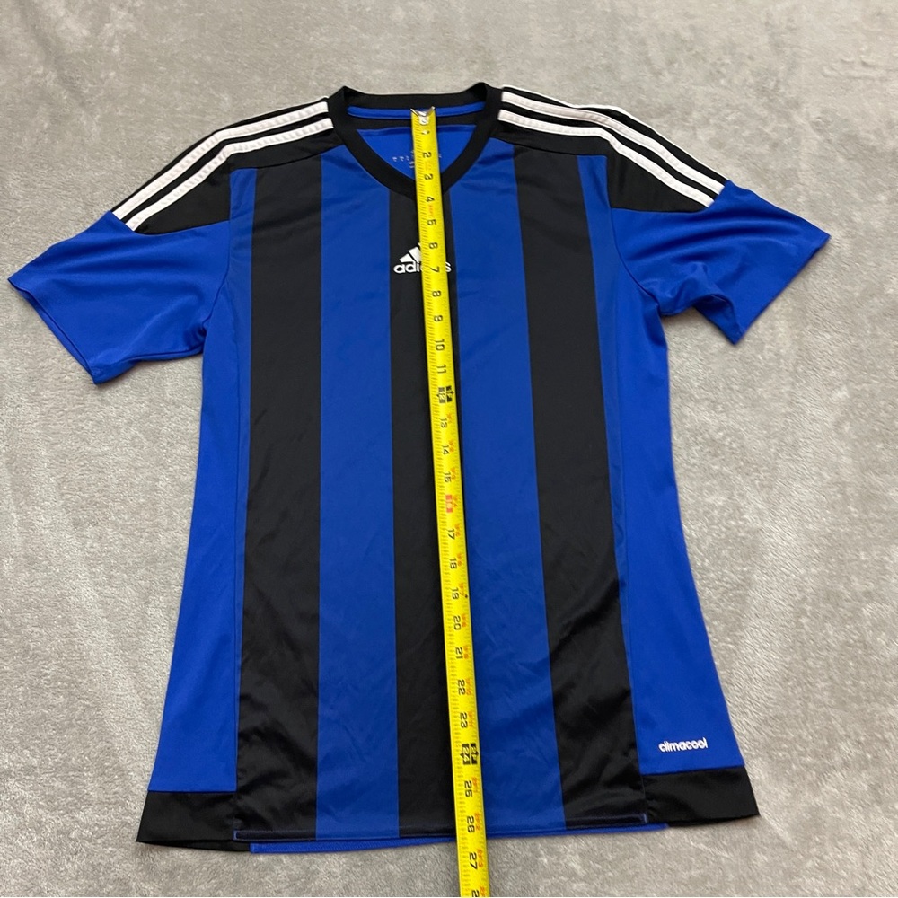 Adidas Men's Football Jersey Shirt Sport Striped Blue/Black Size Small - Picture 4 of 8